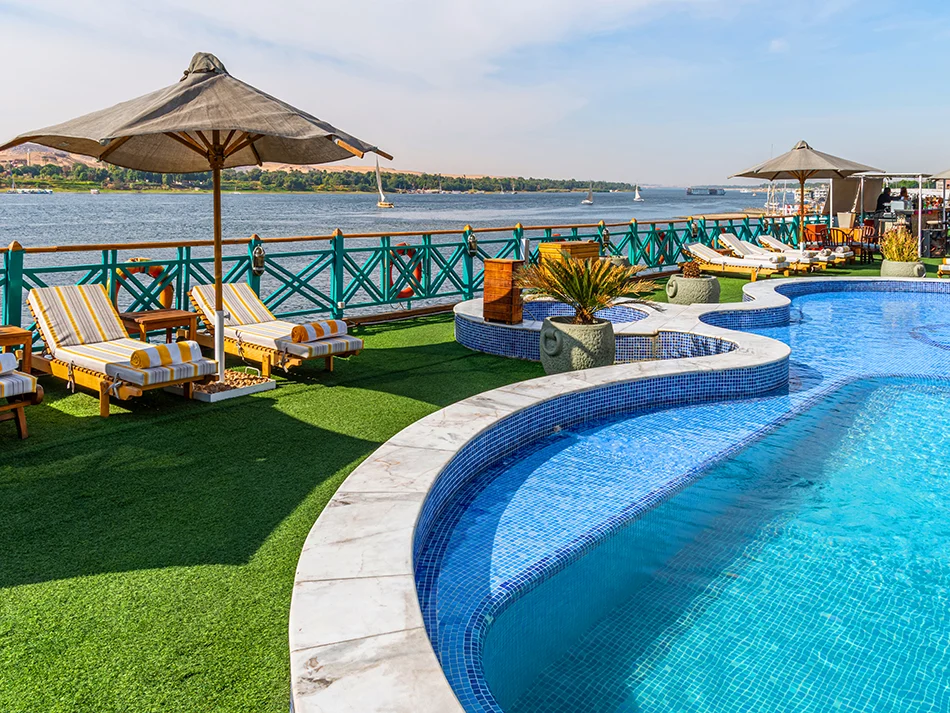 Sun deck of the Sonesta Moon Goddess Nile Cruise Ship Nile cruise